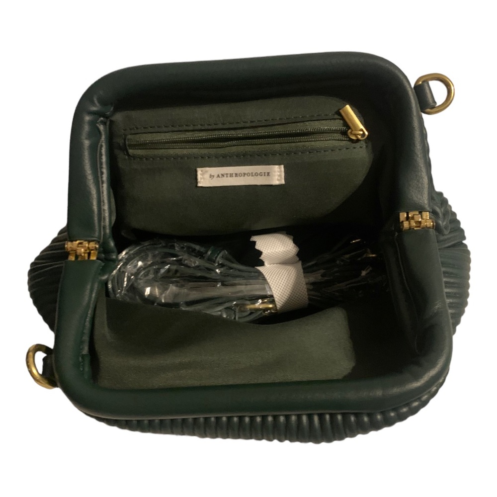 Anthropologie Forest Green Clamshell Clutch